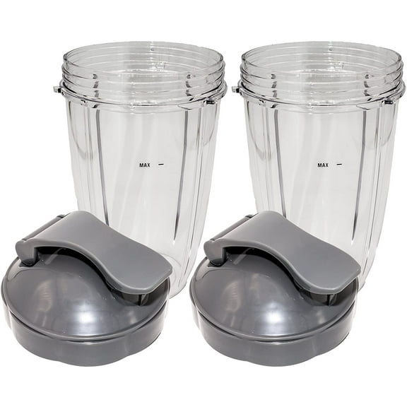 Enbizio Replacement Flip Top To Go Lid with 24oz Tall Cup, Compatible with Nutribullet 600W, 900W, NB-101B, 900 Pro Series Blenders (2 Pack)