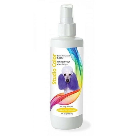 Pet Hair Dye Dog Cat Coat Semi Permanant Grooming Spray 4oz Choose From 7 Colors (Energetic Yellow)