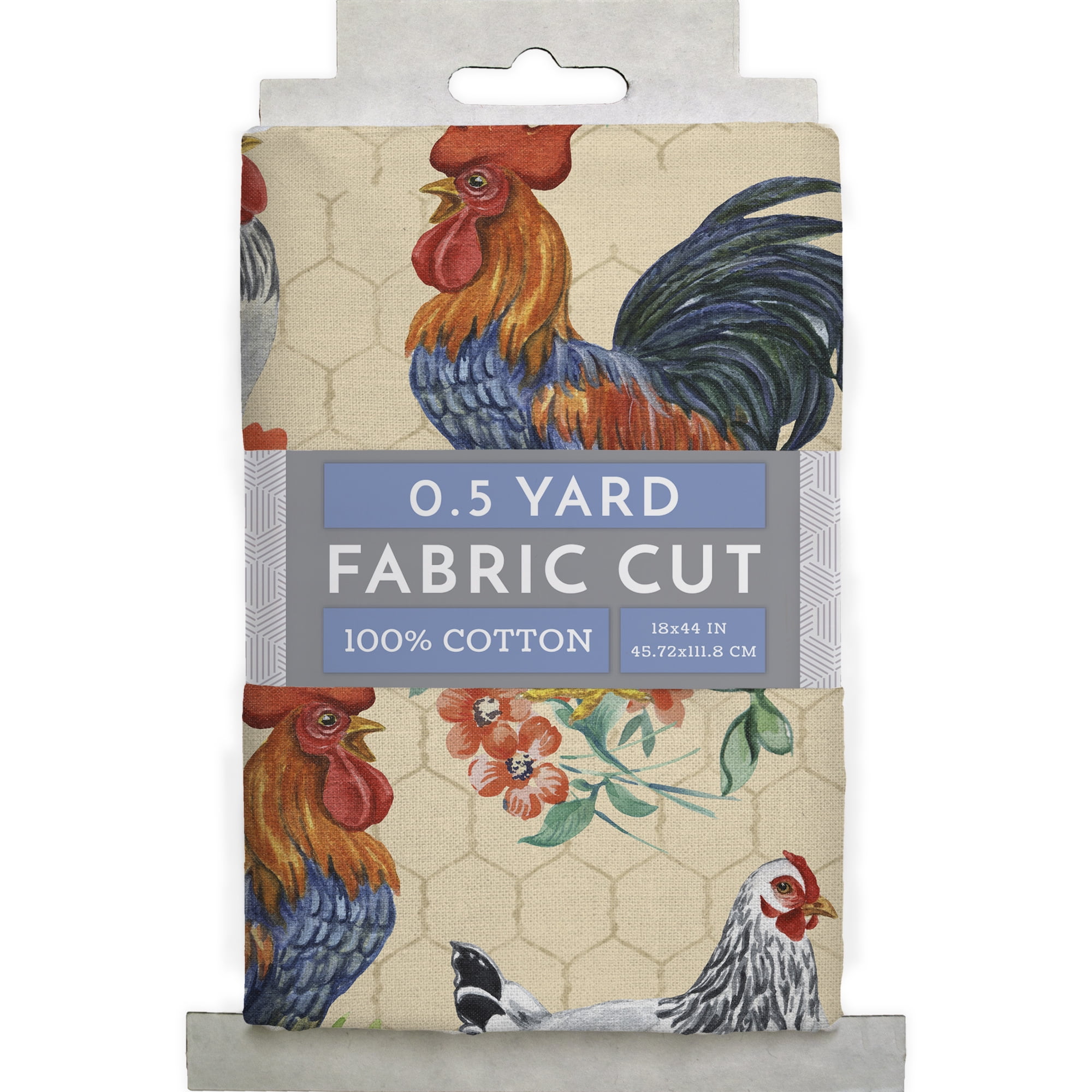 (2 pack) Half-Yard 100% Cotton Raise Chickens, Multi-color, 44" Wide for Quilting & Sewing by David Textiles