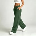 thumbnail image 5 of HomeDM Women's Baggy Sweatpants Wide Leg Drawstring Elastic Waist Lounge Sweat Pants with Pockets Army Green XL, 5 of 7