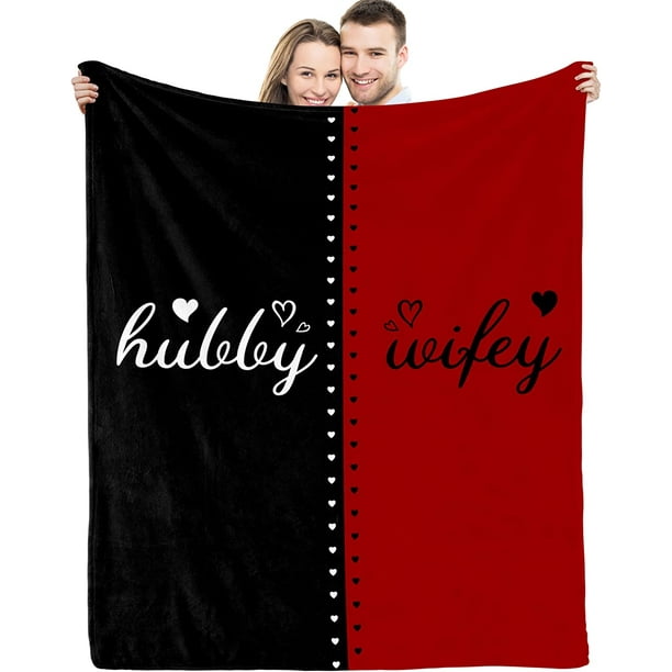 LHSHID Hubby and Wifey Blanket Wedding Gifts For Couples Unique Bridal Shower Mr and Mrs Gifts Bride To Be Gifts His And Her for Newlywed Christmas Anniversary Married Gifts 30"x40"