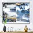 thumbnail image 2 of Gold and Dark Blue Abstract Waves I 32 in x 24 in Framed Painting Canvas Art Print, by Designart, 2 of 5