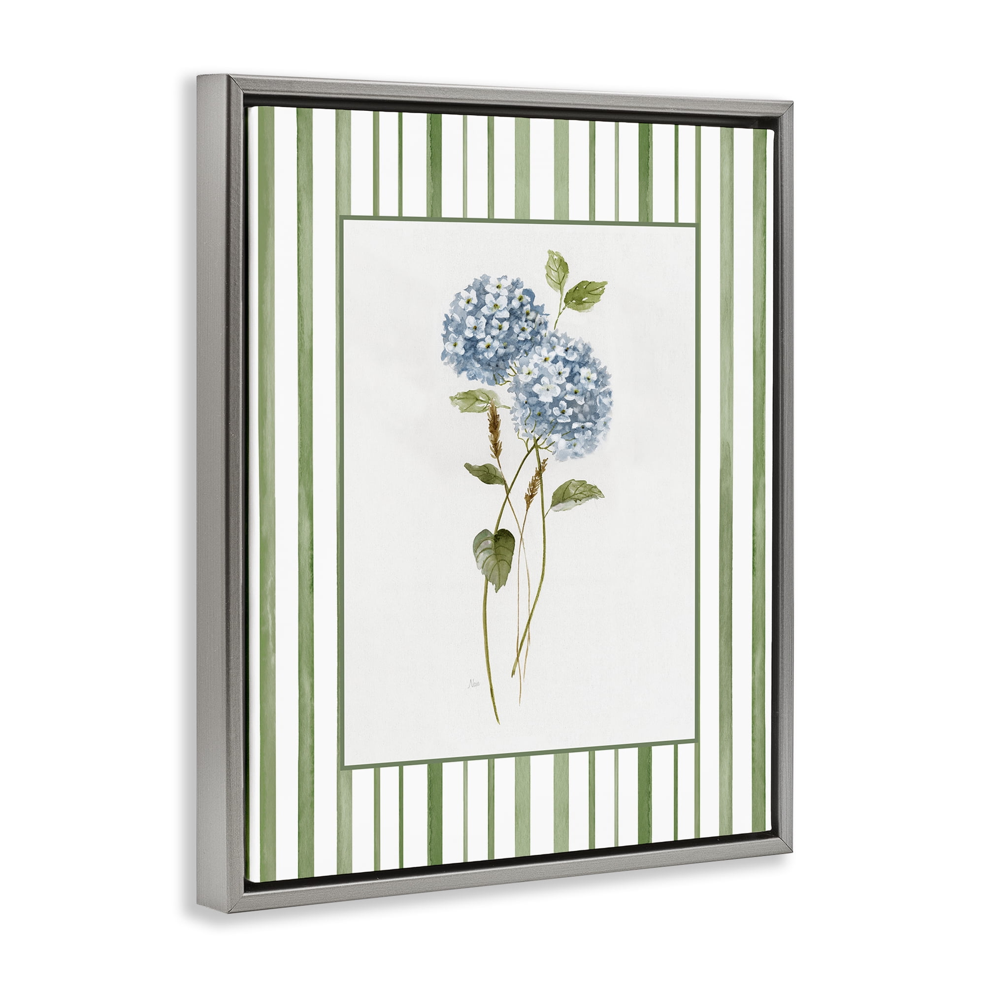 Stupell Industries Delicate Hydrangea & Dried Wheat Gray Framed Floater Canvas Wall Art, design by Nan