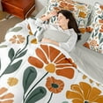 thumbnail image 4 of Manfei Cartoon Abstract Flower 7-Piece Twin Bedding Sets,Modern Aesthetic Desgin Bedding Comforter Set,Orange Beige Green Sheet Sets For Girl,Super Cozy Room Decor Reversible, 4 of 8
