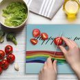 thumbnail image 3 of Pride Cutting Board, Happy Gay Pride with Hand Writing Celebration Theme LGBT Colored Paint Image Print, Decorative Tempered Glass Cutting and Serving Board, Large Size, Multicolor, by Ambesonne, 3 of 5
