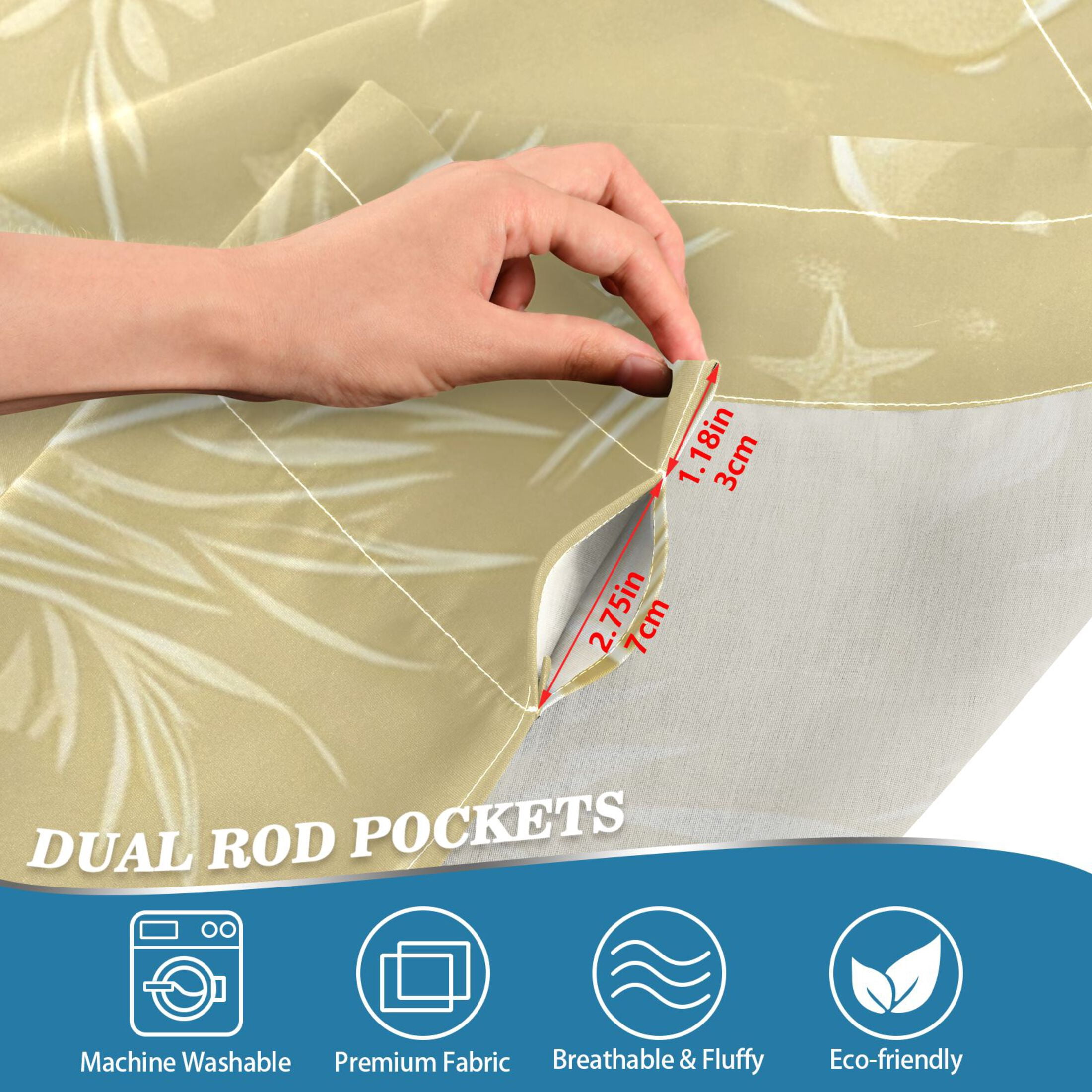 Facial Sun Moon Pattern 27"x36" Linen Look Cafe Curtain Set with Privacy and UV Protection