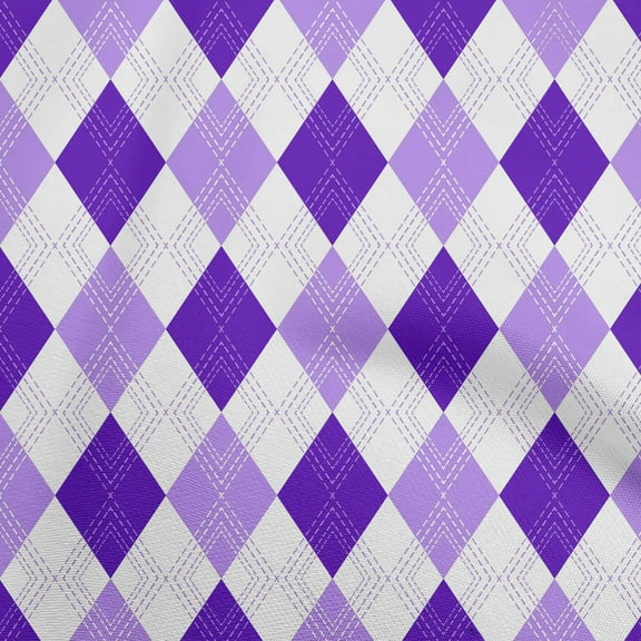 oneOone Polyester Spandex Dark Purple Fabric Check Argyle Dress Material Fabric Print Fabric By The Yard 56 Inch Wide