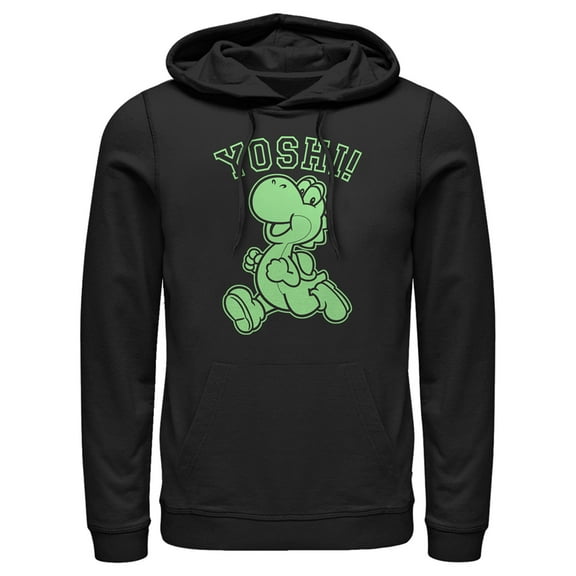 Men's Nintendo Yoshi Character Run Pull Over Hoodie Black 2X Large