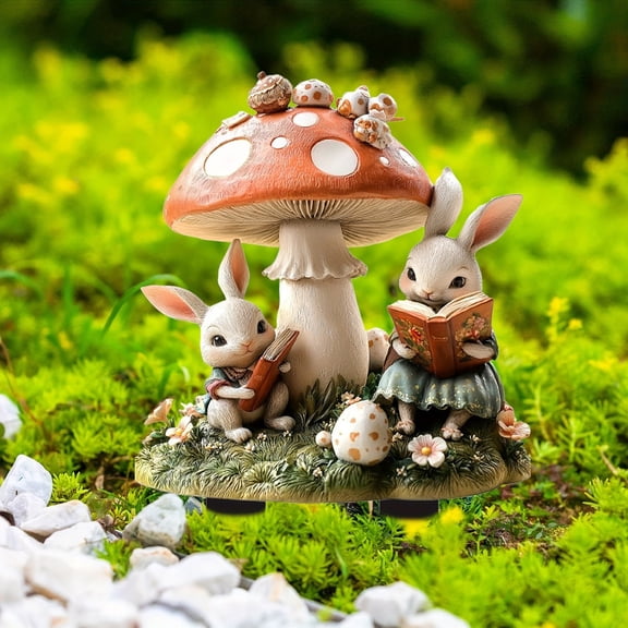 Tupukom Outdoor Garden Decorations Weather Resistant Fairy-Flower Pot Decoration Garden Planter Garden Accessories Gifts for Mom Women Acrylic Easter Reading Floor Insertion