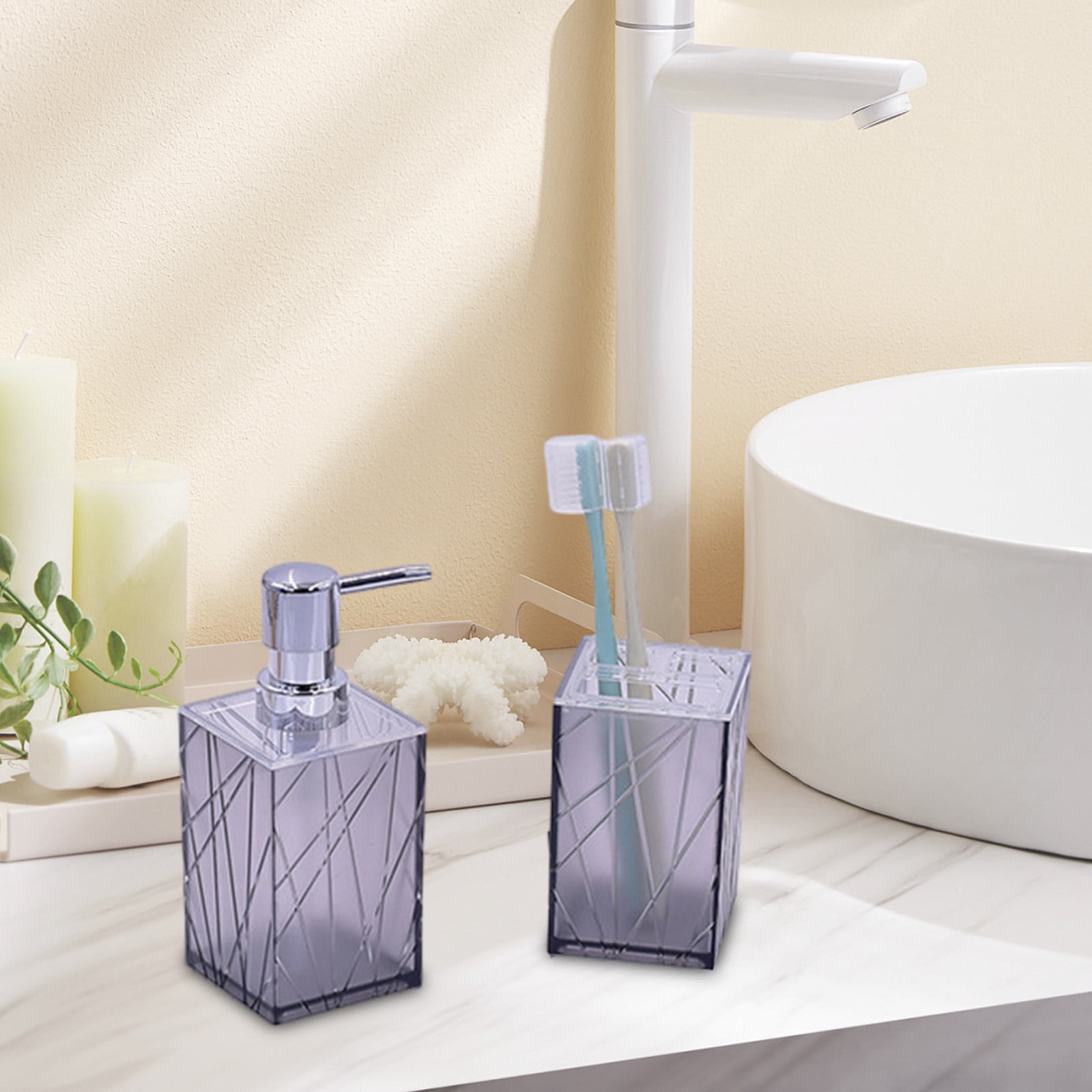 Buy Story@Home Plastic Bathroom Accessories Set – Gift Package – 1 Tumbler,  1 Liquid Soap Dispenser/Lotion Dispenser/Shampoo Dispenser, 1 Toothbrush  Holder and 1 Soap Dish – White Online in UAE