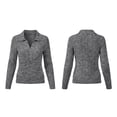 thumbnail image 5 of Jsaierl Womens V Neck Sweaters Cable Knit Stretchy Long Sleeve Pullover Fall Casual Lapel Tops, 5 of 10