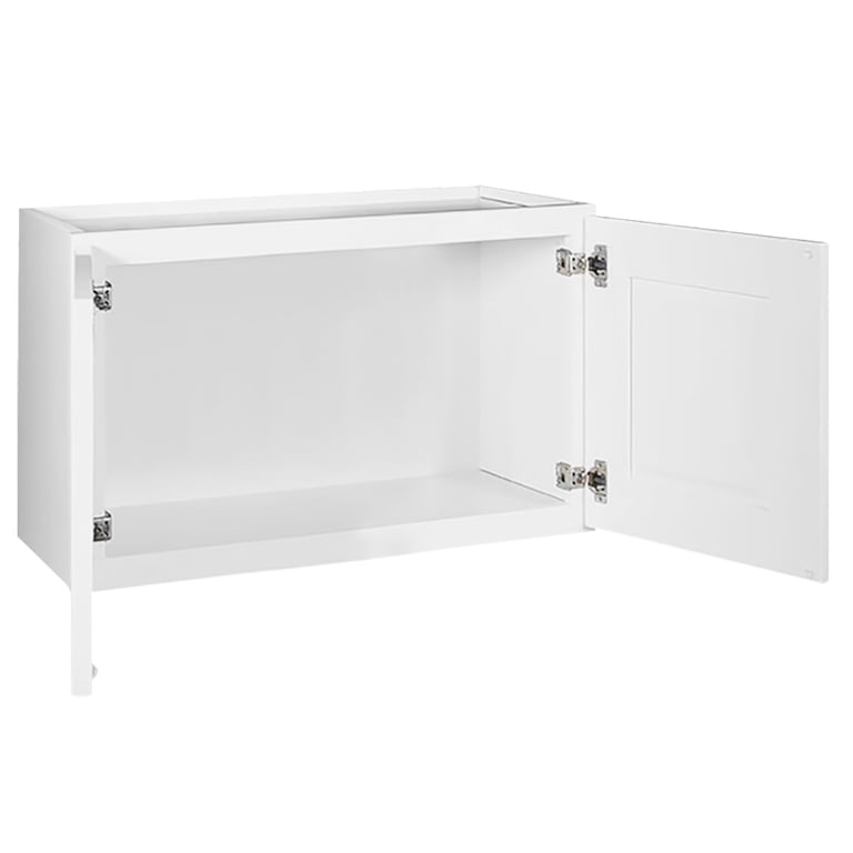White Shaker Wall Cabinet - 30"W X 18"H X 12"D, Soft Close, Ready To Assemble