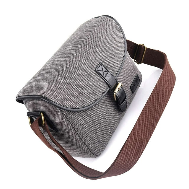Camera Bag, SLR / DSLR Camera Bag Portable, Premium Flax Material, Waterproof, Outside Slots, Delicate Buckle, Slim But Tough Shoulder Strap