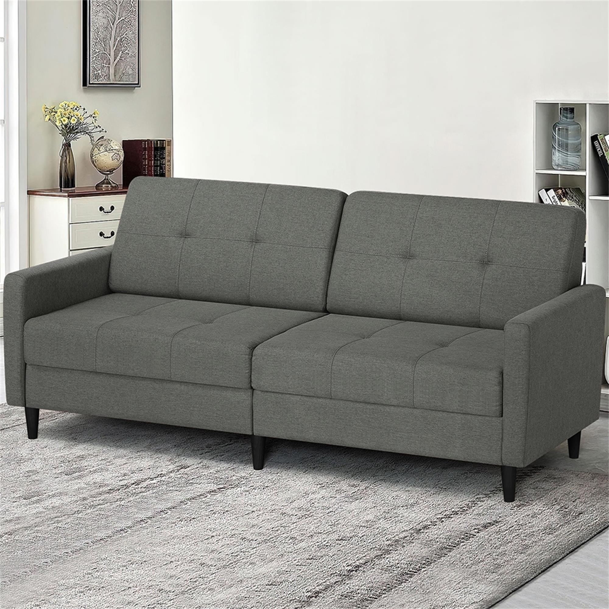 Kadyn Loveseat Sofa Bed, Mordern Convertible Sofa with Adjustable Backrest and Wooden Legs, 2-Seat Couch for Bedroom, Grey Kadyn Loveseat Sofa Bed, Mordern Convertible Sofa with Adjustable Backrest and Wooden Legs, 2-Seat Couch for Bedroom, Grey