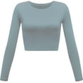 thumbnail image 1 of GHSDFBB Women's Basic Round Neck Long Sleeve Crop Top, 1 of 2