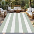 thumbnail image 2 of Sage Green Stripe Outdoor Rug 6x9 Ft - Reversible Patio Rug Outdoor Camping Rugs, Modern Simple Geometric White Striped Indoor Outdoor Area Rugs, Non-Slip Outdoor Carpet Runner for Deck/Porch, 2 of 8