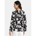 thumbnail image 3 of Time and Tru Women’s and Women’s Plus Printed Smocked Blouse, Sizes XS-4X, 3 of 5