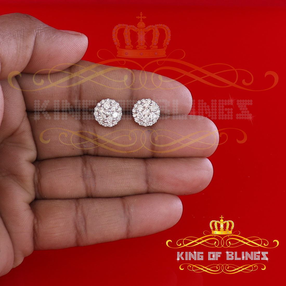 King of Bling's 10K Real Yellow Gold w/Real 1.33 CT Diamond Men's/Women's Stud Round Earring