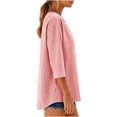 thumbnail image 5 of Women's Flannel Plaid Button Up Shirt Blouse Top, Loose Fit 3/4 Sleeve V Neck Round Neck, Casual Long Sleeve Tunic for Women Fall Winter Fashion | CSEONE,Red XL, 5 of 9