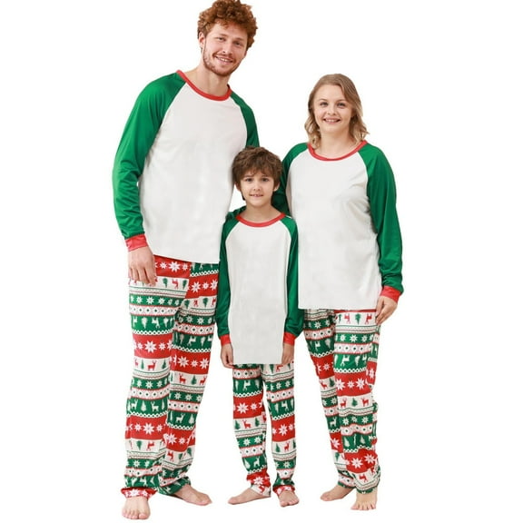Odeerbi Christmas Pajamas for Family Holiday Long Sleeve Family Christmas Pajamas Matching Sets Dad Casual Top Bottom Outfits Home Wear Sleepwear Xmas Family Matching PJs Set Green