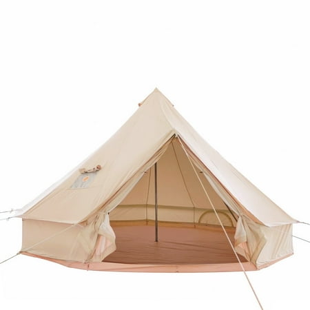 TOMOUNT Canvas Tent Bell Tent Yurt with Stove Jack Zipped Floor for Glamping Truck Car Camping 13ft Dia