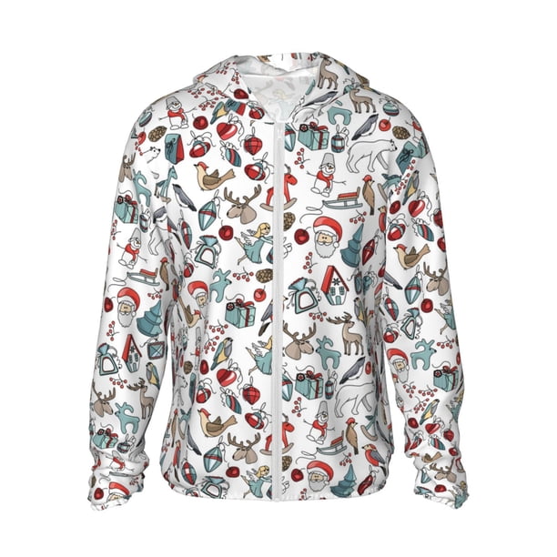 Balery Christmas Elements Sudadera ligera de manga larga con capucha y protección solar UPF 50+ para hombre y mujer, ideal para pesca y running-Medium