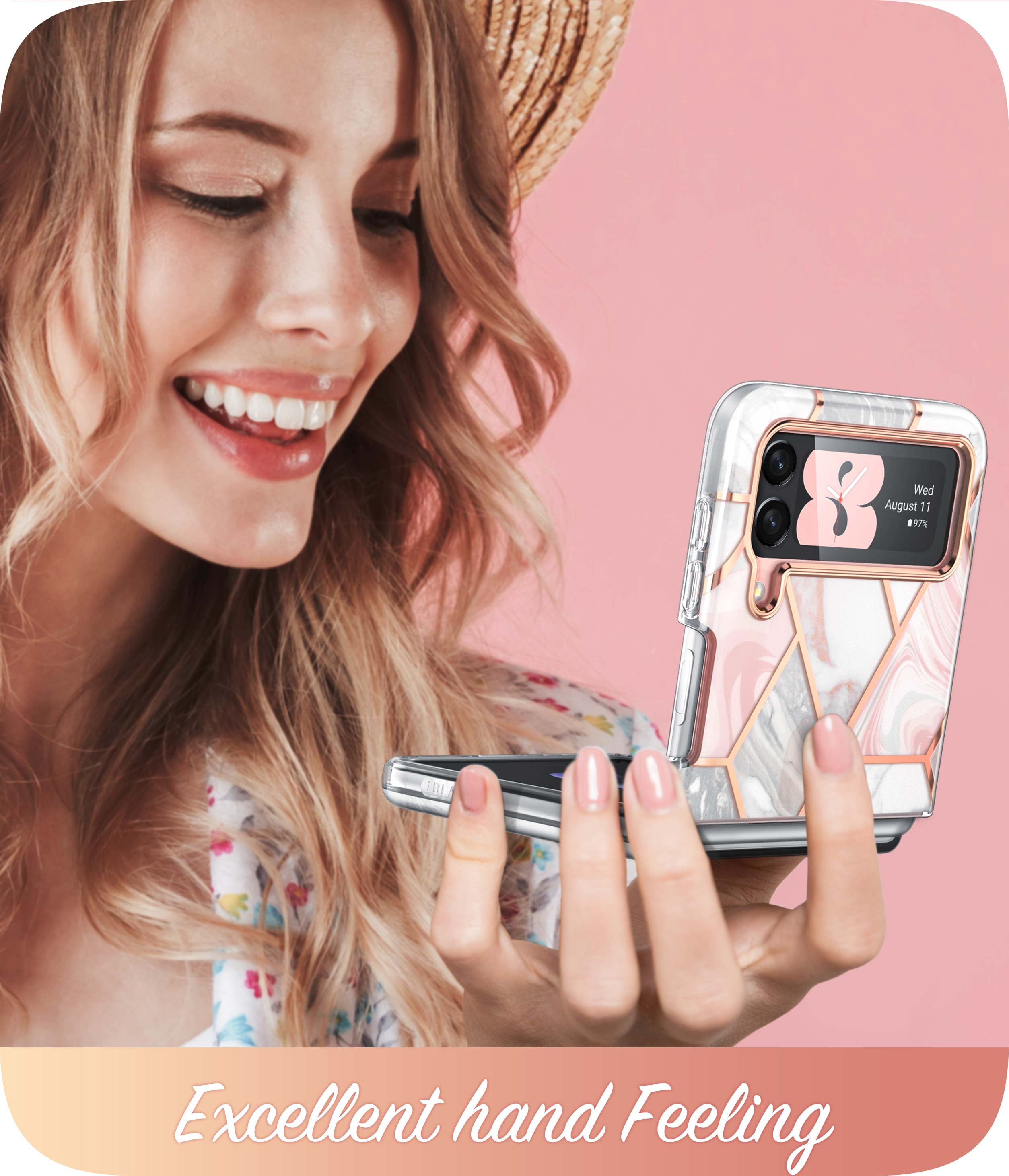 i-Blason Cosmo Series Case for Samsung Galaxy Z Flip 3 5G (2021), Slim Stylish Protective Bumper Case Without Built-in Screen Protector (Marble)