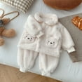 thumbnail image 7 of Zwiiyzr 0-3T Toddler Baby Boy Girl Fall Winter Warm Outfit Bear Pocket Button Down Sherpa Fleece Jacket Elastic Waist Pants Set Kid Clothes White, 7 of 7
