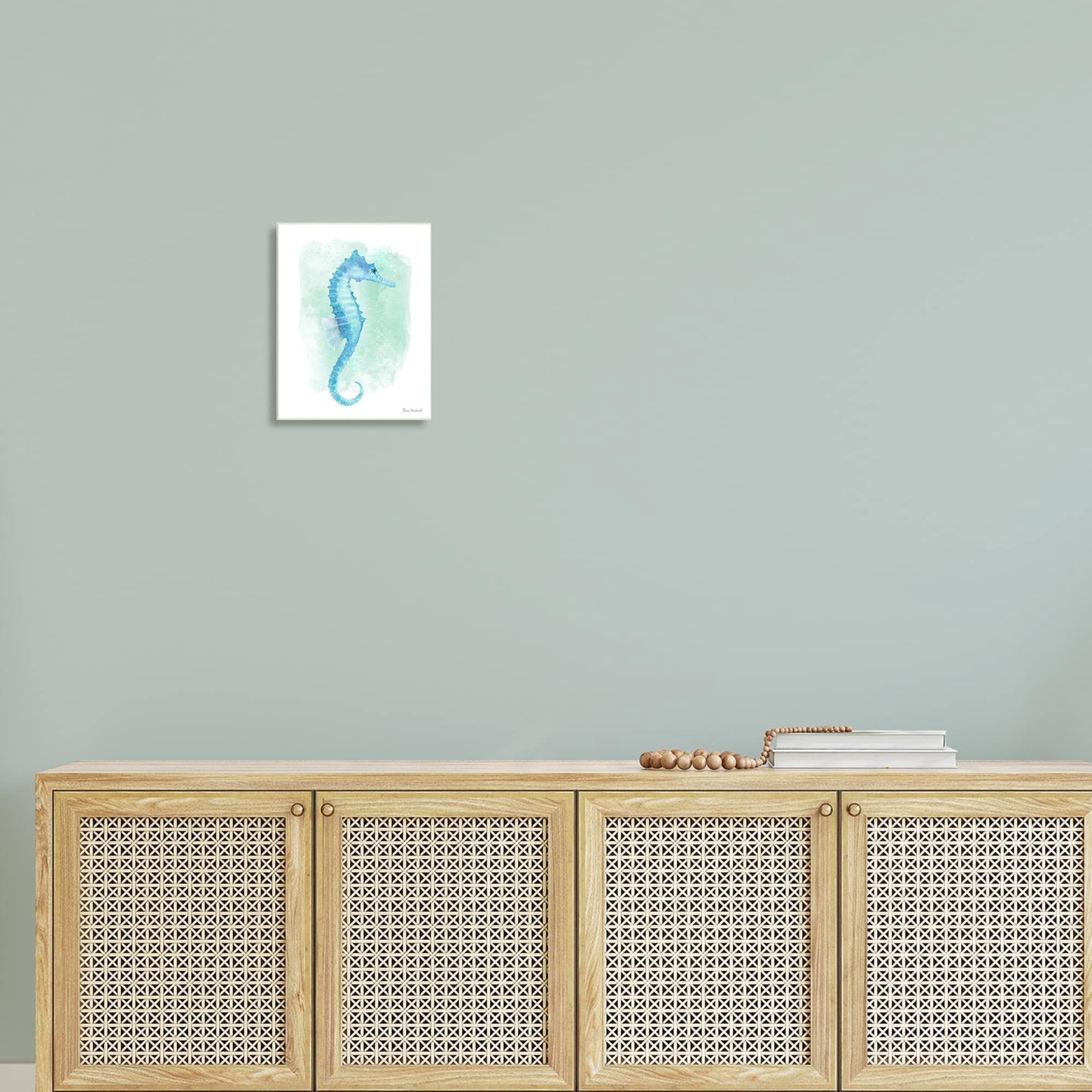 Stupell Industries Blue Seahorse Aquatic Life Subtle Ocean Painting Painting Unframed Art Print Wall Art, Design by Diane Neukirch
