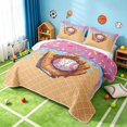 thumbnail image 3 of Manfei Cartoon Baseball Twin Quilt Set, Sports Twin Coverlet Set, Hot Pink Sky Blue Tan, Polka Dots Reversible 2-Piece, 1 Bedspread and 1 Pillowcase, 3 of 7