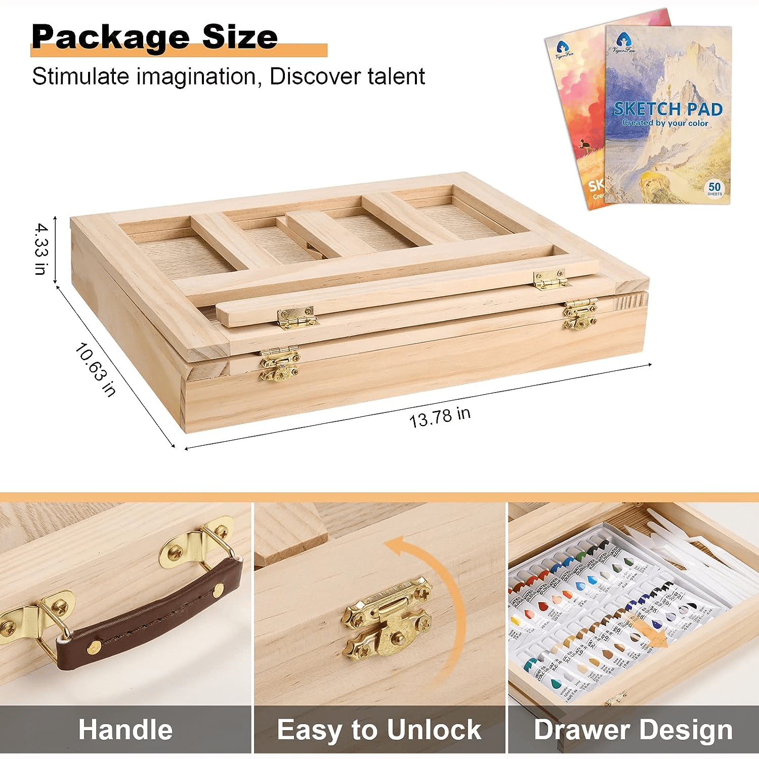 Painting Supplies Set, 49 Pieces Watercolor Painting Kit with Wooden Tabletop Easel, Includes Watercolor Paints, Brushes, Palette, Canvas Panels and Painting Pads