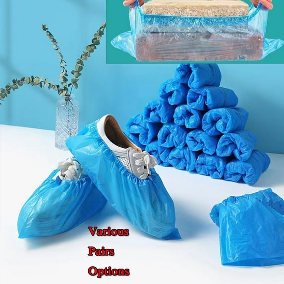 Shoe Covers Disposable Non Slip - Various Pack for Option Shoe Covers for Indoors Disposable - CPE Waterproof Shoe Covers Disposable - One Size Fit Most Booties for Shoes Covers (Blue)