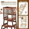 thumbnail image 2 of Kids Kitchen Step Stool Helper Baby and Toddler Multi-Function Step up Nursery Helper Stand with Safety Rail in Natural Bamboo, Strong and Lightweight (Black), 2 of 16