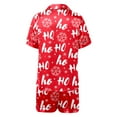 thumbnail image 4 of CONZONE Christmas Womens Pajamas Sets 2 Peice Pjs Set Short Sleeve Satin Sleepwear Tops Shorts Xmas Letter Graphic Comfy Nightwear Loungewear for Lady, 4 of 5