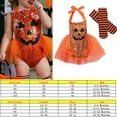 thumbnail image 3 of Infant Baby Girl Halloween Costume Cute Pumpkin Face Sequin Halter Romper Tutu Dress + Striped Socks 2Pcs Outfits, 3 of 7