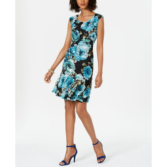Connected Floral-Print Lace Shift Dress