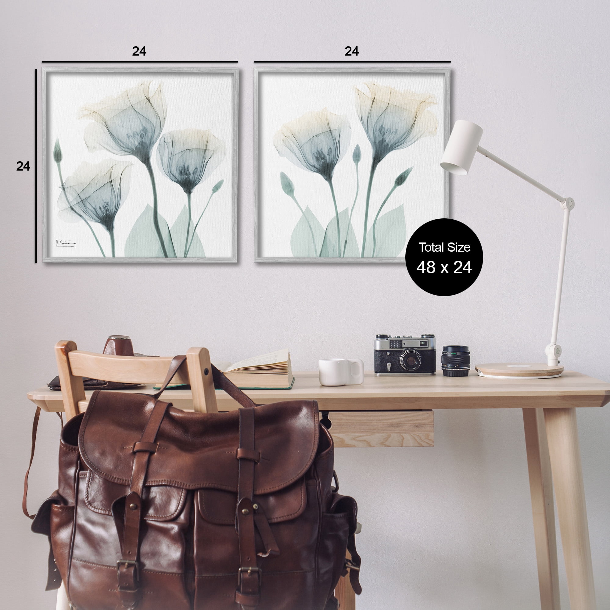 Stupell Industries Budding Opaque Tulips Botanical & Floral Photography Gray Framed Art Print Wall Art, 24 x 24, Set of 2