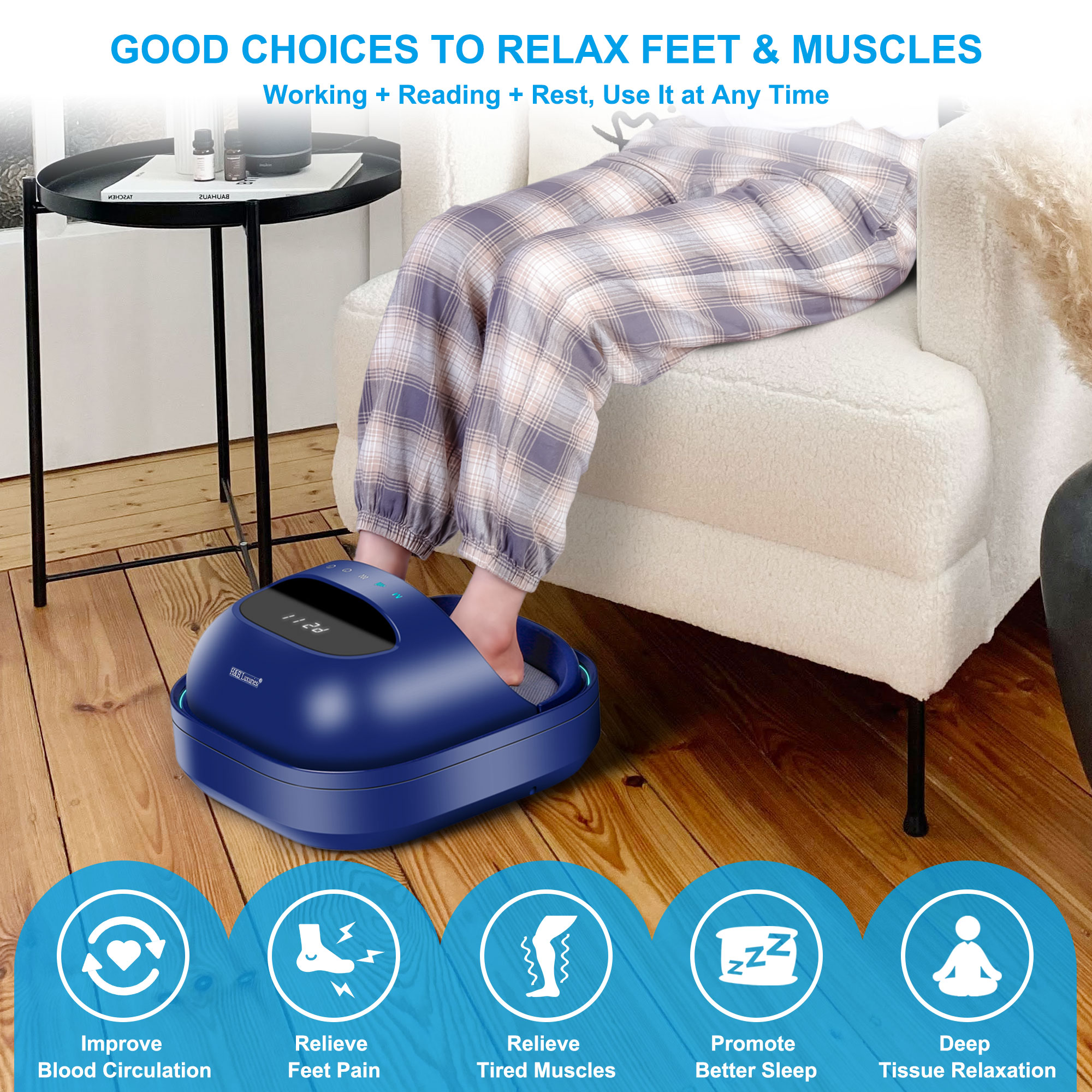 H&B Luxuries Shiatsu Foot Massager for Foot Pain Relief, Electric Heated Foot Massager, Deep Tissue Kneading Feet Forefoot Massage Machine Compression, Ideal for Men, Women, Parents and The Elderly