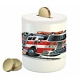 thumbnail image 1 of Truck Piggy Bank, Security of the Public Themed Speeding Vehicle Department Dangerous Job, Ceramic Coin Bank Money Box for Cash Saving, 3.6" X 3.2", Pale Blue Scarlet, by Ambesonne, 1 of 4