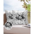 thumbnail image 6 of Pack of 2 Outdoor Pillow Covers, Summer Flowers Eucalyptus Plants Glass Vase Grey Striped Waterproof Square Throw Pillowcase Cushion Decorative Pillow Covers for Couch Patio Tent, 18x18 in, 6 of 6