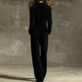 thumbnail image 6 of Women's Y2K Retro Velvet Zip Front Jumpsuits Stand Collar Long Sleeve Wide Leg Flowy Pants Romper with Pockets Loungewear Street Outfit Black, 6 of 8