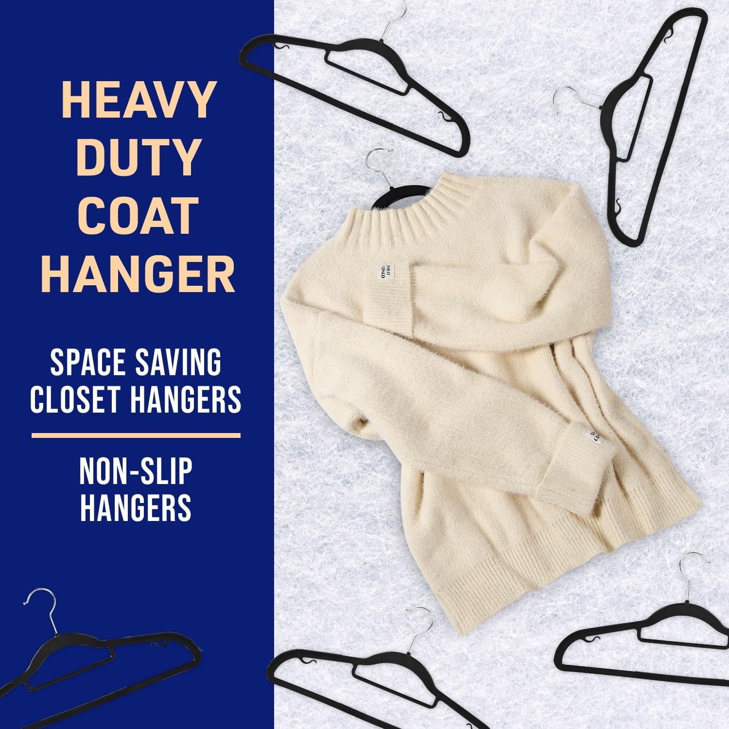 Lifemaster 20 Pcs. Dry Wet Clothes Hangers - Heavy Duty Coat Hanger Set with 360° Swivel Hook, Non-Slip, Space-Saving, Sleek Design - Accessory Tie Bar, Smart Strap Hooks, Non-Slip Pants Bar (Black)