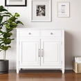 thumbnail image 2 of Connaught Armoire de Rangement d'Entrée Traditionnelle en Bois Massif de 40 Pouces de Large, Blanc, 2 of 7