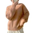 thumbnail image 1 of Minnieouse Suéter suelto con cuello en V para mujer, suéter peludo de manga larga grueso de invierno, jerséis de punto informales a la moda Prendas para la parte del cuerpo Marrón, 1 of 6