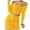 00 # Yellow, variant on REORIAFEE Womens Summer Outfits Disco Outfits Summer Women's Button Tight Sexy Two Piece Long Sleeve Off Shoulder Half Body Skirt Set Black L