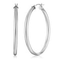 thumbnail image 1 of Sterling Silver Round Snuggable Huggie Hoop Earrings, Diameter 20mm, 1 of 1