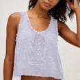 thumbnail image 4 of WRKEKC Cami Tank Tops for Women V-Neck Lace Trim Button Front Linen Sleeveless Top with Tie Detail and Loose Boho Style for Summer, 4 of 6