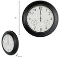 thumbnail image 2 of Pure Garden 18in Waterproof Indoor Outdoor Clock Thermometer Combo, Black, 2 of 8