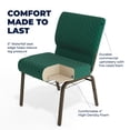thumbnail image 4 of Emma + Oliver 21"W Church Chair, Hunter Green Pattern Fabric Book Rack/Gold Vein, 4 of 13