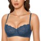 thumbnail image 3 of Sostén DOBREVA 36DD Transparente de Encaje Push Up Balconette Azul, 3 of 4